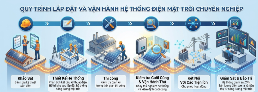 Quy trình triển khai dự án điện mặt trời áp mái