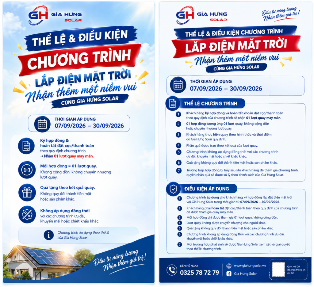 Thể lệ và điều kiện tham gia chương trình khuyến mãi lắp điện mặt trời 