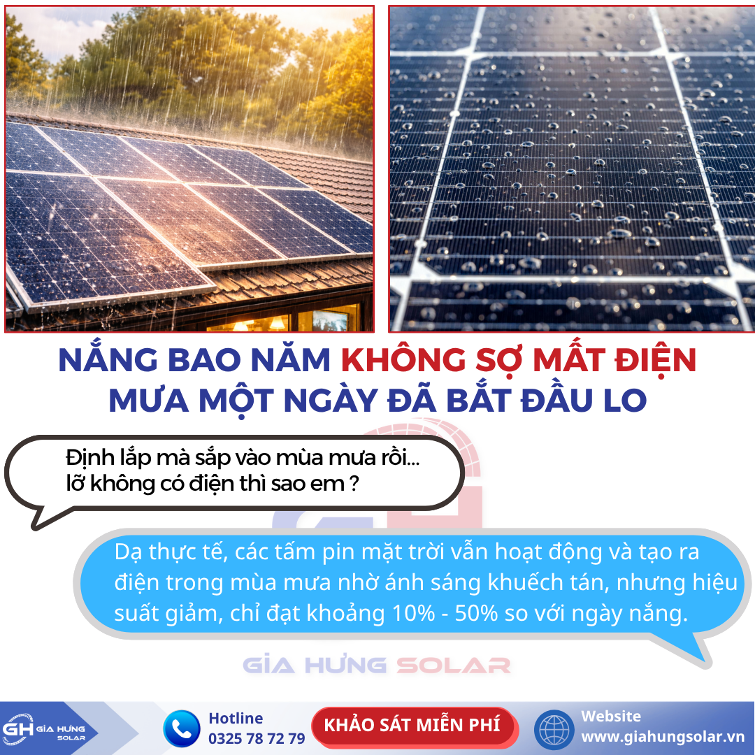 Có nên lắp điện mặt trời mùa mưa hay không?